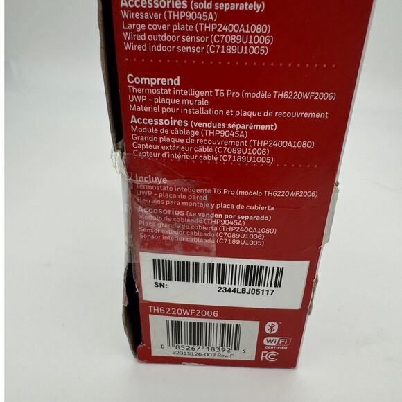 Honeywell TH6220WF2006/U T6 Pro Smart Thermostat, OPEN BOX - Picture 2 of 4